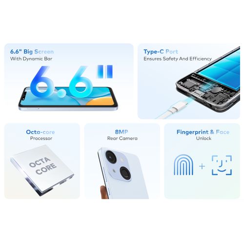 itel A50C 6.6", 32GB + Up To 4GB RAM, 4000mAh, 4G, 8MP, Android14