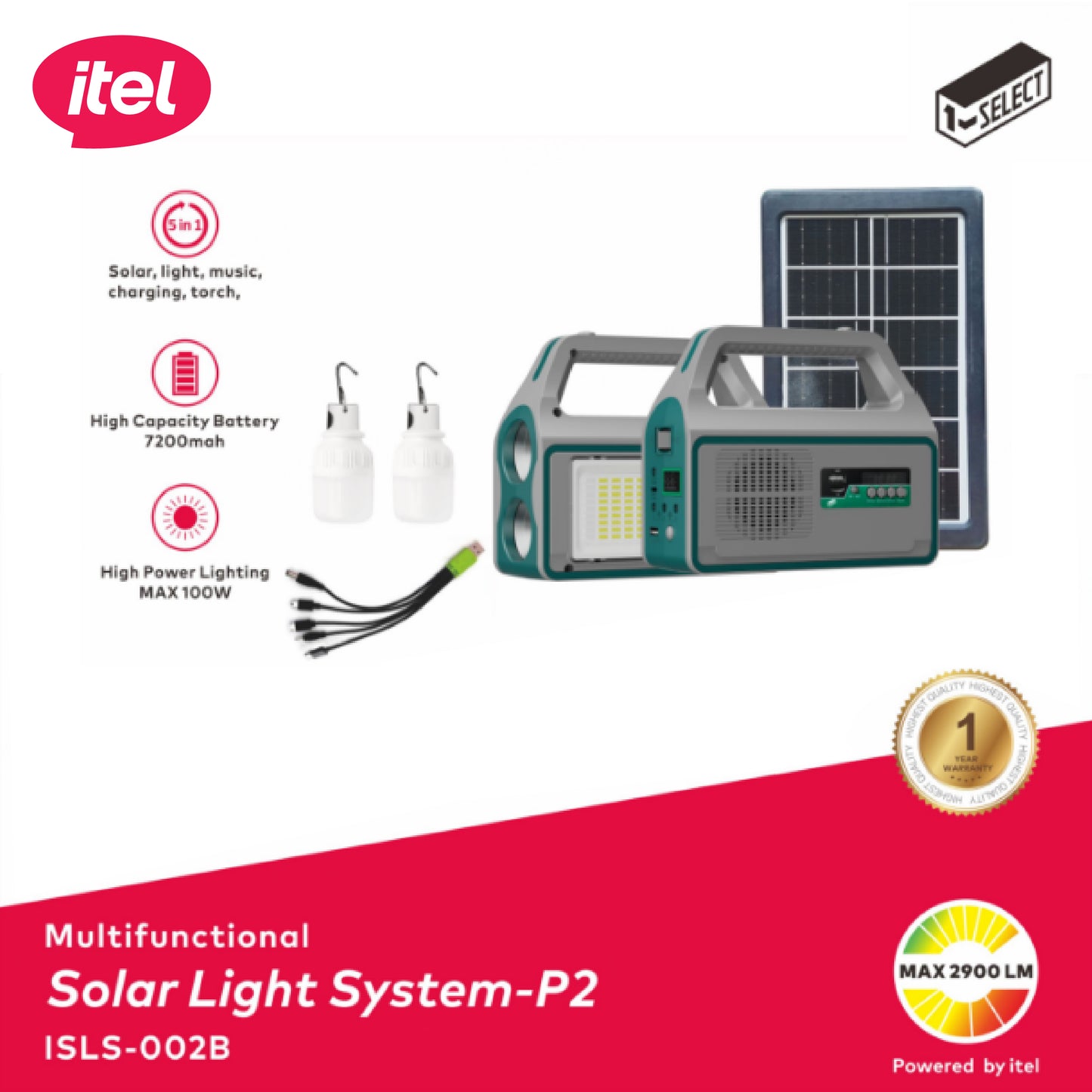 itel Solar Lighting System With FM & Music ISLS-002A