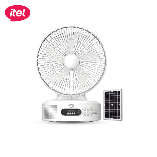 itel 12 Inches AC/DC Solar Rechargeable Music Fan With Panel