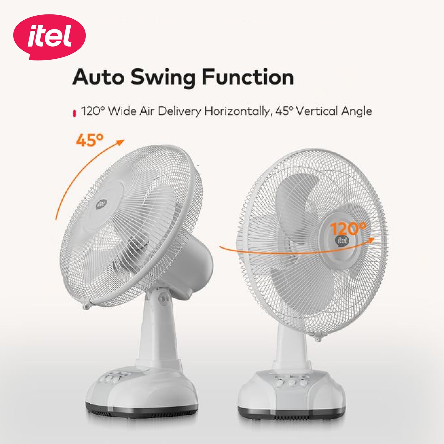 itel 12 Inches AC/DC Solar Rechargeable Fan With Panel & 2 Bulbs