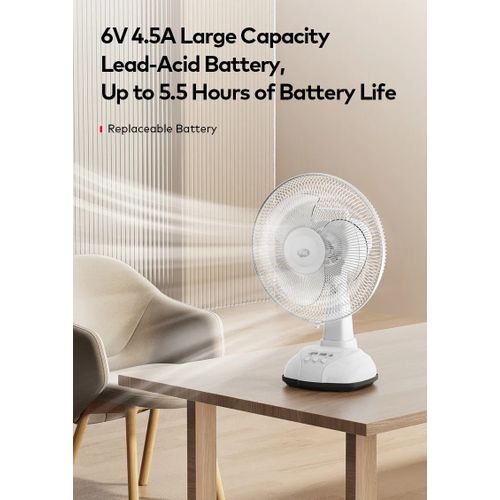itel 12 Inches AC/DC Solar Rechargeable Fan With Panel & 2 Bulbs